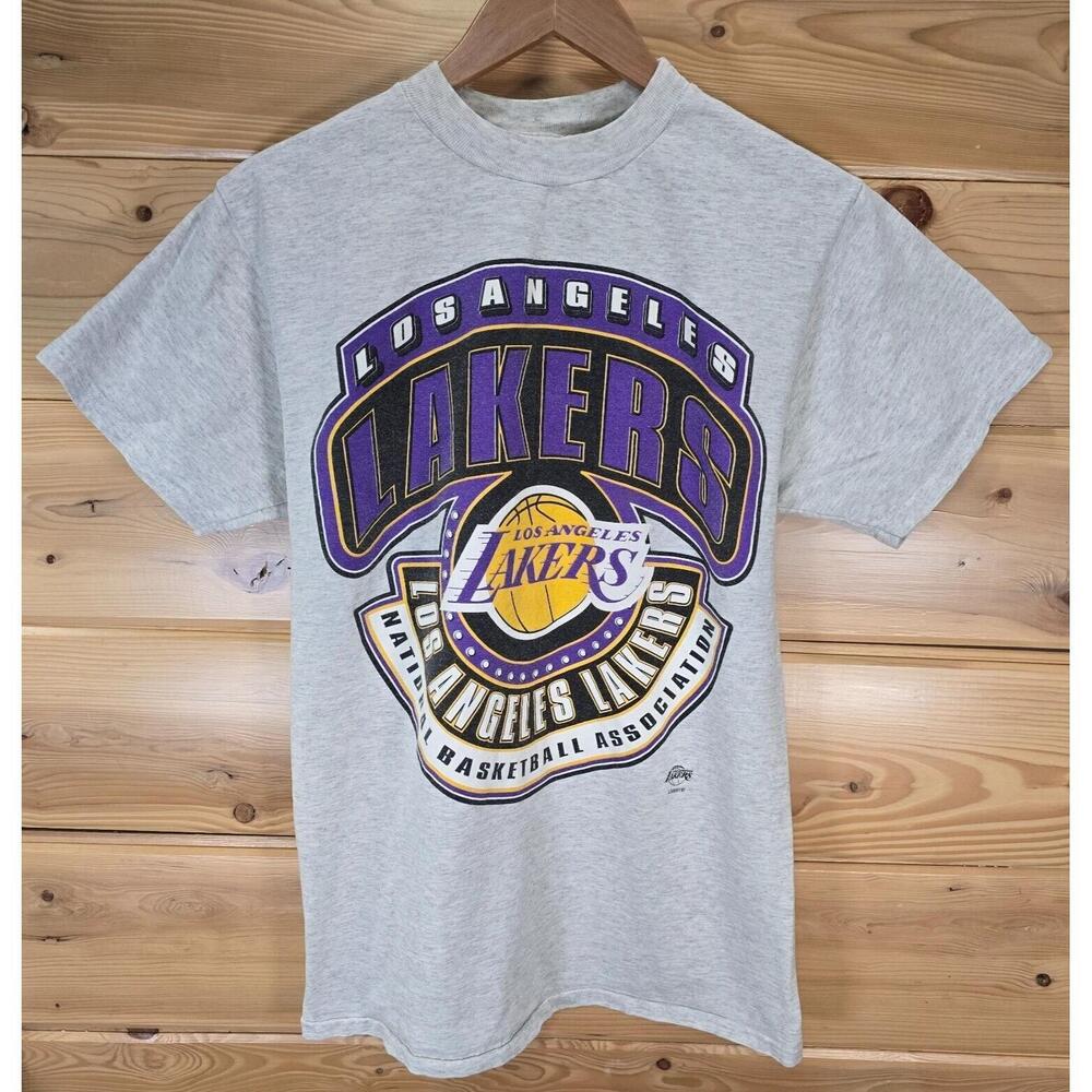 Vtg Los Angeles Lakers T Shirt Men Medium Gray Logo 7 Y2K
